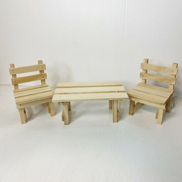 DIY Unfinished Wood Mini Picnic Table And Chair Set - Picture 1 of 12